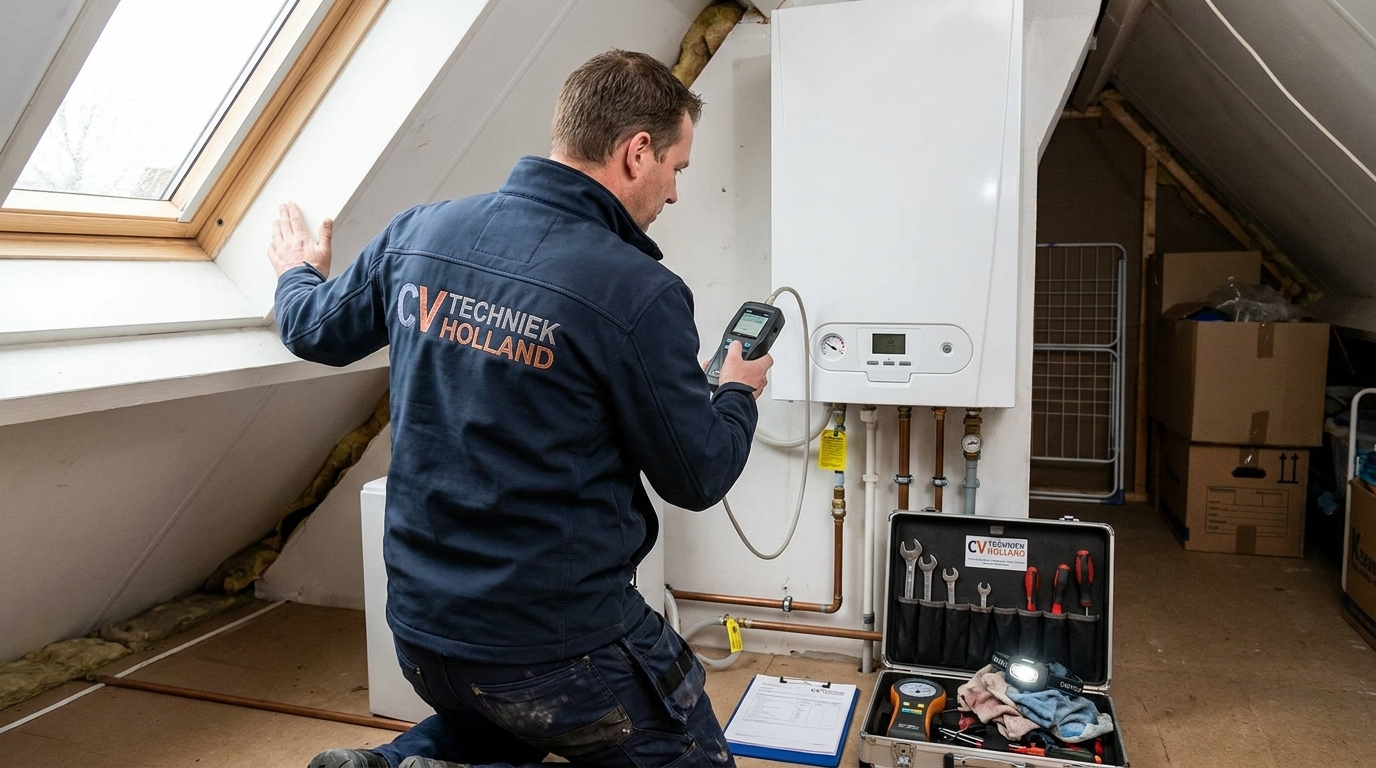 CV Techniek Holland monteur aan het werk op een CV-ketel